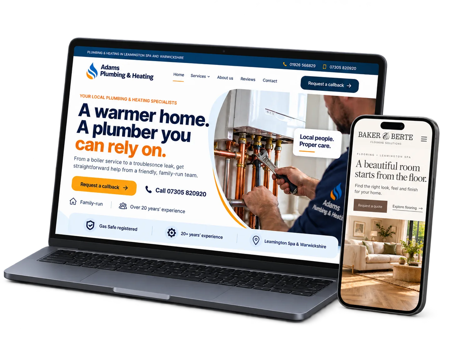 Sorted website designs shown across desktop and mobile screens.